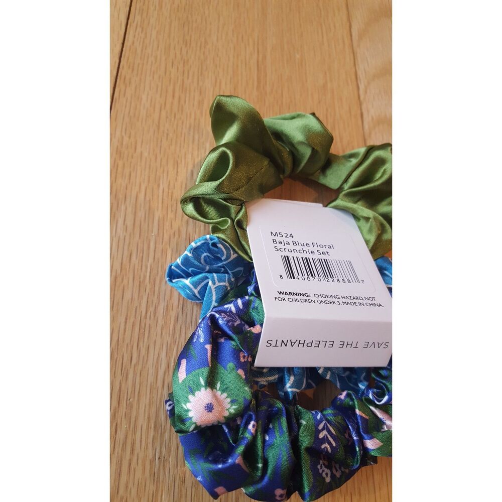 Ivory Ella Hair Scrunchies, set of 3, Blues and‎ Greens NWT - Picture 4 of 5
